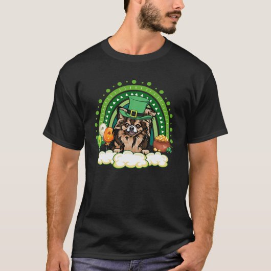 Cute Lucky Rainbow Chihuahua Shamrock St Patrick's T-shirt (Voorkant)