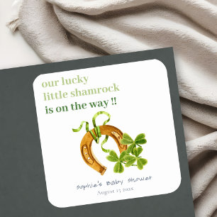 Cute Lucky Shamrock St Patrick's Day Baby shower Vierkante Sticker