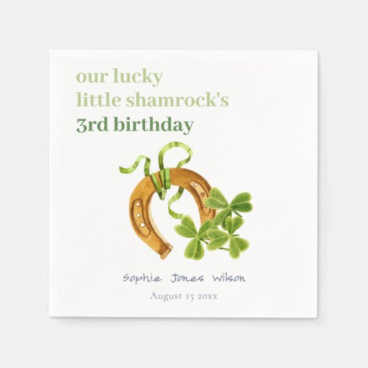 Cute Lucky Shamrock St Patrick's Day Kinderen Birt Servet (Voorkant)