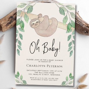 Cute Luiaard Baby Shower Kaart