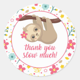 Cute Luiaard Bedankt Favoriet Stickers Lente Bloem