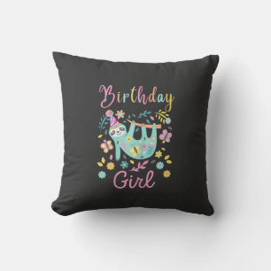 Cute Luiaard Bloem Meisjes Verjaardagsfeest T-Shir Kussen