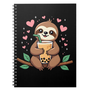 Cute Luiaard Boba Bubble Melk Thee Kawaii Vrouwen  Notitieboek