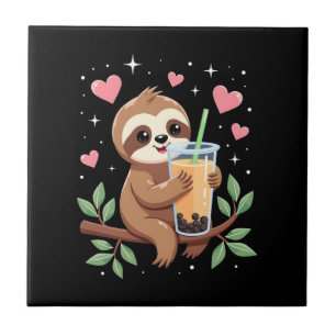 Cute Luiaard Boba Bubble Melk Thee Kawaii Vrouwen Tegeltje