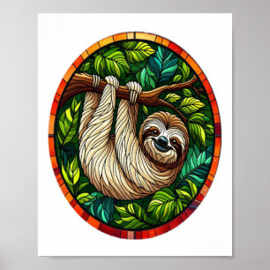Cute Luiaard Glas in Lood Ornament Poster