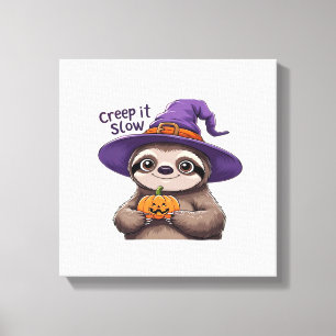 Cute Luiaard Heks Halloween T-shirt � Kruip het la Canvas Afdruk