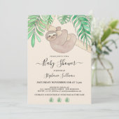 Cute Luiaard Jungle Baby Shower Kaart (Staand voorkant)