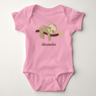 Cute luiaard op boom Kawaii dierillustratie Romper