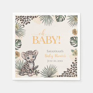 Cute Luipaard Welp Gele Baby Shower Servet