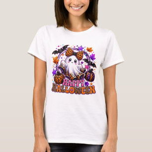 Cute Luipaardprint Spook Halloween T-shirt, Kawaii T-shirt