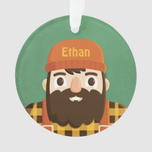 Cute Lumberjack Beard Boy Personalized Ornament
