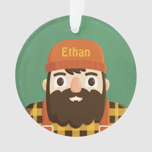 Cute Lumberjack Beard Boy Personalized Ornament (voorkant)