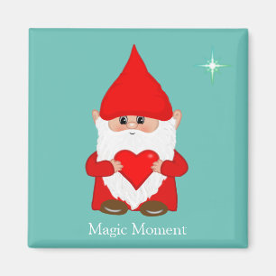 Cute lutin magique avec coeur sur aimant sarcelle