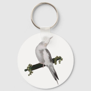 Cute Lutino Cockatiel Bird Perch Animal Sleutelhanger
