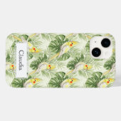 Cute Lutino Cockatiel Tropical Plants Custom Case-Mate iPhone Case (Achterkant (horizontaal))