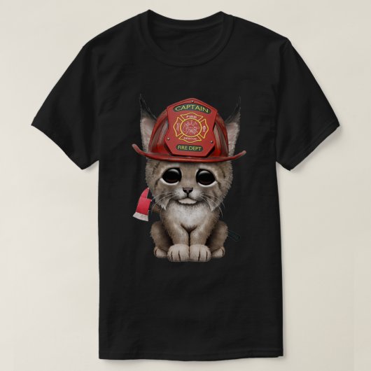 Cute Lynx Cub Firefighter Classic TShirt (Design devant)