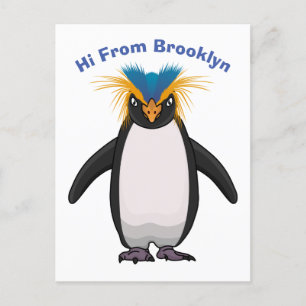 Cute macaroni penguin cartoon briefkaart