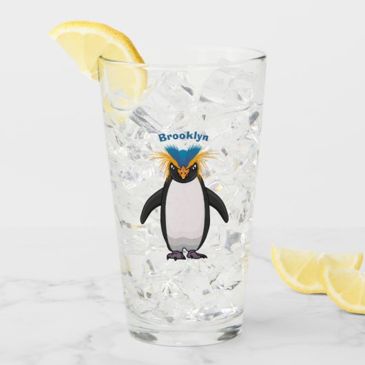 Cute macaroni penguin cartoon glas (Voorkant ijs)