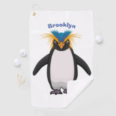 Cute macaroni penguin cartoon golfhanddoek (Insitu)