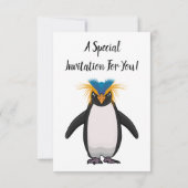 Cute macaroni penguin cartoon kaart (Achterkant)