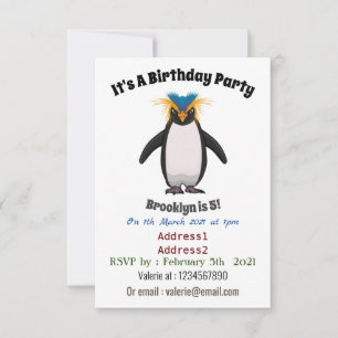 Cute macaroni penguin cartoon kaart