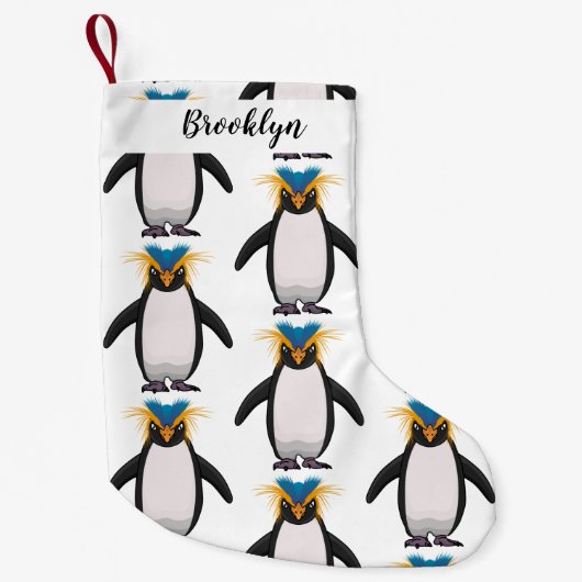 Cute macaroni penguin cartoon kleine kerstsok (Voorkant)