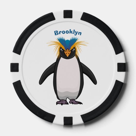 Cute macaroni penguin cartoon poker chips (Voorkant)