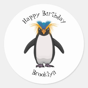 Cute macaroni penguin cartoon ronde sticker