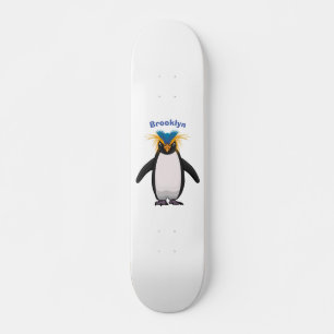 Cute macaroni penguin cartoon skateboard