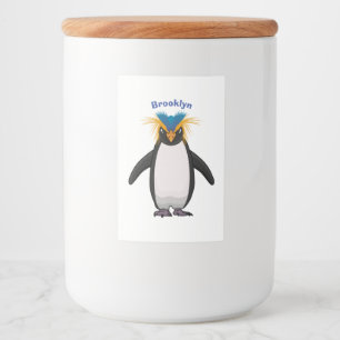 Cute macaroni penguin cartoon voedselcontainer etiket