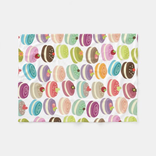 Cute Macarons Pattern Fleece Deken (Voorkant (Horizontaal))