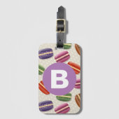 Cute Macaroon Pattern Dotty Purple Monogram Bagagelabel (Voorkant (verticaal))