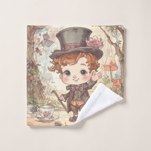 Cute Mad Hatter Whimsical Wonderland Woodland Art (Gant de toilette)