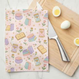 Cute Magic Boeken Pastel Roze Theedoek