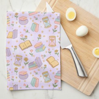 Cute Magic Books Purple Kitchen Towels Theedoek