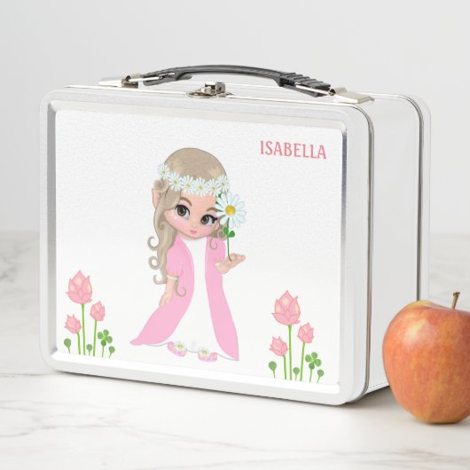 Cute Magic Fairy and Flowers Metal Lunch Box (En situation)