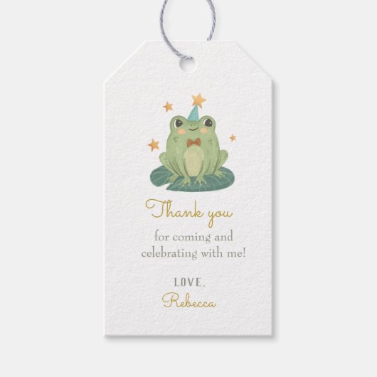 Cute Magic Frog Birthday Gift Labels Cadeaulabel (Voorkant)
