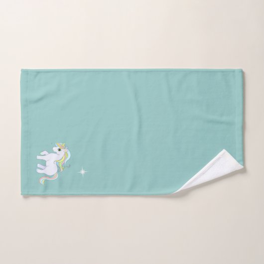 Cute Magic Unicorn & Star on Light Blue (Serviette à main)