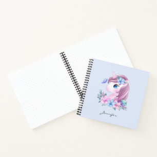 Cute & Magical Baby Unicorn in Waterverf Notitieboek