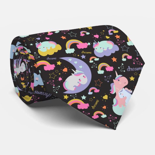 Cute magical dreams unicorn pattern stropdas (Opgerold)