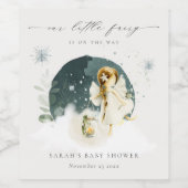 Cute Magical Enchanical Fairy On Way Baby shower Wijn Etiket (Enkel label)