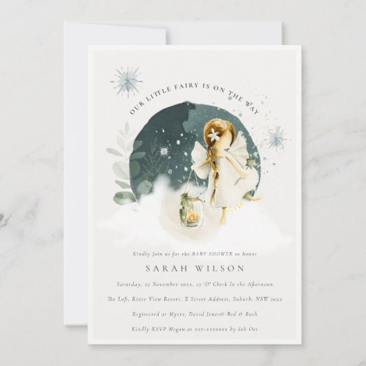 Cute Magical Enchanted Baby shower Fée Invitation (Devant)