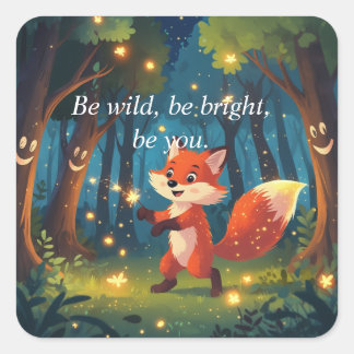 Cute Magical Fox  Vierkante Sticker