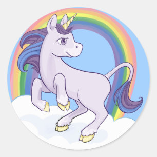 Cute Magical Rainbow Unicorn Ronde Sticker