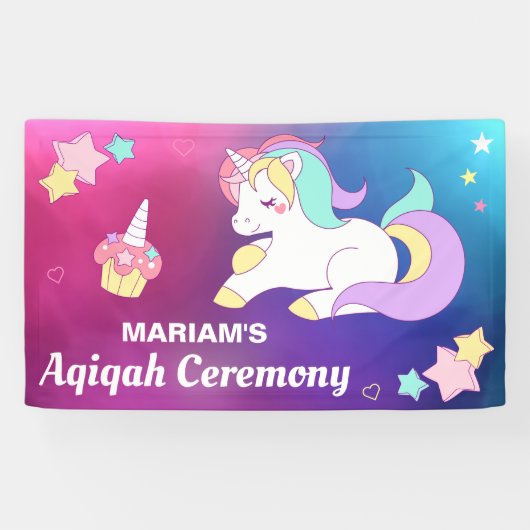 Cute Magical Unicorn Aqiqah Spandoek (Horizontaal)