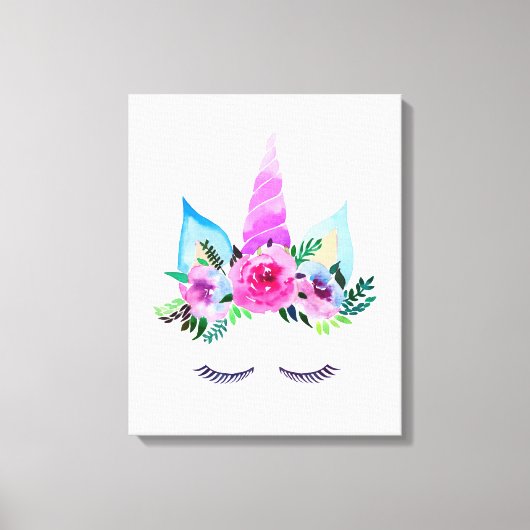 Cute Magical Unicorn Face Canvas Afdruk (Voorkant)