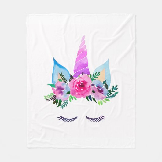 Cute Magical Unicorn Face Fleece Deken (Voorkant)