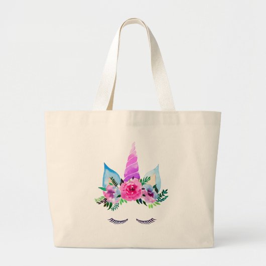 Cute Magical Unicorn Face Grote Tote Bag (Voorkant)