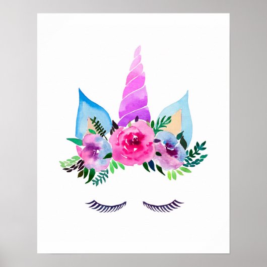 Cute Magical Unicorn Face Poster (Voorkant)