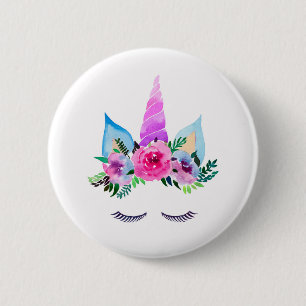Cute Magical Unicorn Face Ronde Button 5,7 Cm